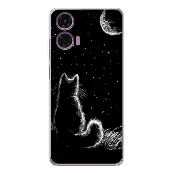 Чехол с принтом «Котик и луна» для Motorola Moto E14