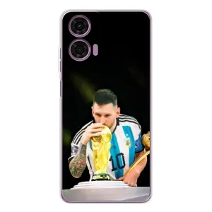 Чехлы для Motorola Moto E14 (Leo чемпион) (AlphaPrint) (Кубок Месси)