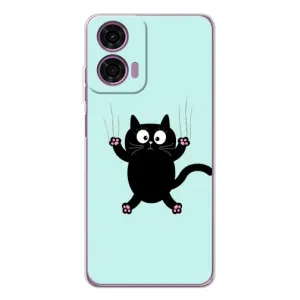 Чохол з принтом для Motorola Moto E14 (AlphaPrint) Модні коти (Падаючий кіт)