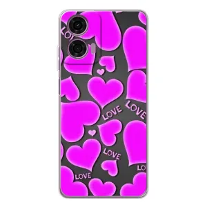 Чехлы для любимой на Мото Е14 (VPrint) (Pink hearts)