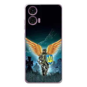 Чехлы с картинкой ЗСУ для Motorola Moto E14 (AlphaPrint) (Солдат ЗСУ)