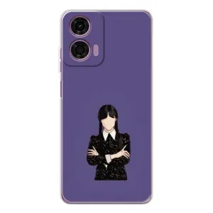 Чохли Венсдей на Motorola Moto E14 Уенсдей (AlphaPrint) (Венздей у чорному)