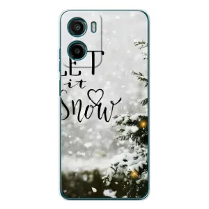 Новогодние, Праздничные Чехлы для Motorola Moto E15 - 2024 год (Let it snow)