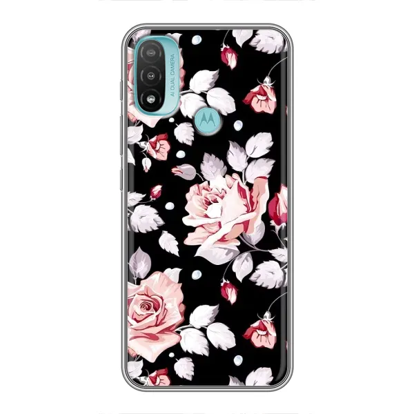 Чехол с принтом «Цветочки на черном» для Motorola MOTO E20
