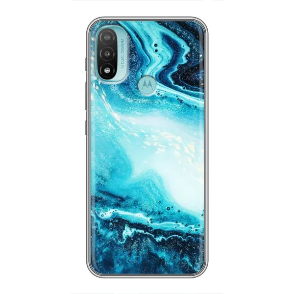 Чохол з принтом «Блакитний мрамор» для Motorola MOTO E20