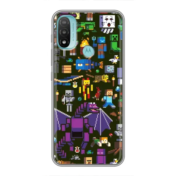 Чехол с принтом «Коллаж Майнкрафт» для Motorola MOTO E20