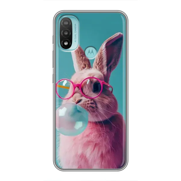 Чохол з принтом «Кролик в окулярах» для Motorola MOTO E20