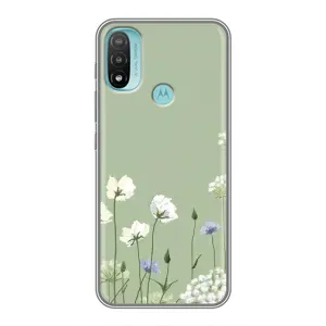 Чохол з квітковим принтом на Моторола МОТО Е20 (Квіти на зеленому)