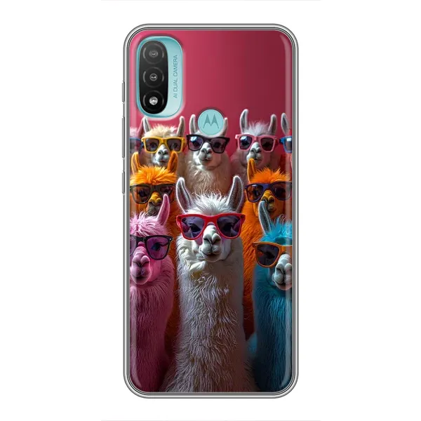 Чохол з принтом «Лами в окулярах» для Motorola MOTO E20