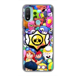 Чехол для Motorola MOTO E20 Бравл Старс (VPrint) (Лого Brawl Stars)
