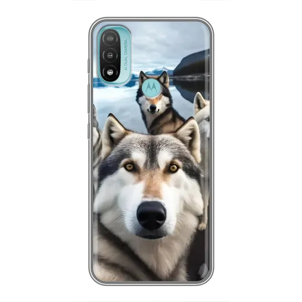 Чохол з принтом «Селфі Хаскі» для Motorola MOTO E20