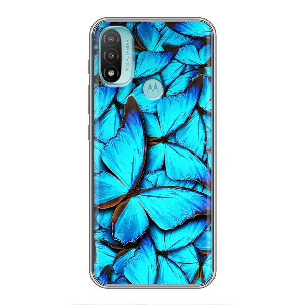 Чехол с принтом «Синие бабочки» для Motorola MOTO E20