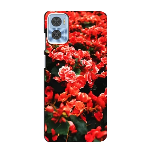 Чохол з принтом «Квіти червоні» для Motorola MOTO E22 Чохол з принтом «Квіти червоні» для Motorola MOTO E22