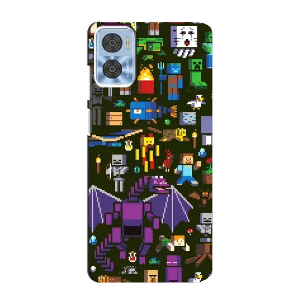 Чохол з принтом «Колаж Майнкрафт» для Motorola MOTO E22