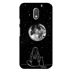 Чехол с рисунком кот на Motorola MOTO E3 (Девушка с котом)