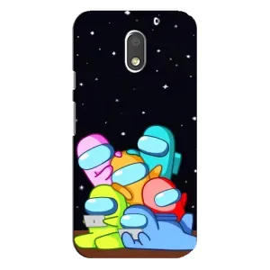 Чехол Амонг Ас для Motorola MOTO E3 (AlphaPrint) (Скины в космосе)