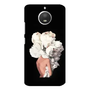 Чехлы (ART) Цветы на Motorola MOTO E4 (VPrint) (Белые цветы)