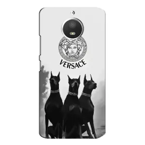 Чехлы VERSACE для Мото Е4 (PREMIUMPrint) (Доберман Версаче)