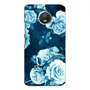 Чехлы (ART) Цветы на Motorola MOTO E4 (VPrint) (Голубые Бутоны)