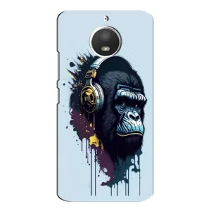 Чехол с Обезьянами Motorola MOTO E4 - (AlphaPrint) (Горилла в наушниках)