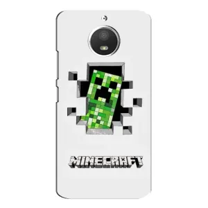 Чехол Майнкрафт на Motorola MOTO E4 (AlphaPrint) Minecraft (крипер Майнкрафт)