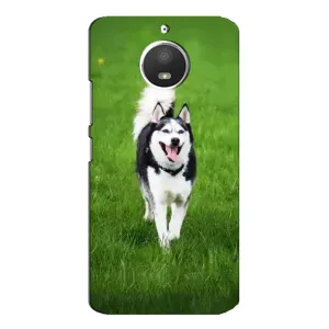 Чехол с Хаски для Motorola Moto E4 - (AlphaPrint) (Радостный Хаски)