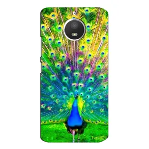 Чехол с птицами на Motorola MOTO E4 (VPrint) (Яркий Павлин)