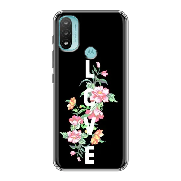 Чохол з принтом «Квіти LOVE» для Motorola MOTO E40