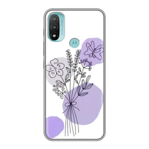Силконовий чохол з принтом в квітах на Motorola MOTO E40 (Букет фіолетова абстракція)