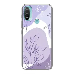 Силконовий чохол з принтом в квітах на Motorola MOTO E40 (Фіолетове листя абстракція)