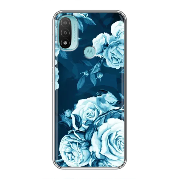 Чехол с принтом «Голубые Бутоны» для Motorola MOTO E40 Чехол с принтом «Голубые Бутоны» для Motorola MOTO E40