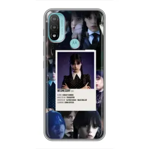 Чехлы Венсдей на Motorola MOTO E40 Уэнсдей (AlphaPrint) (коллаж Уэнздей)