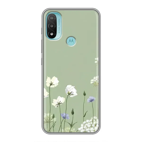 Чехол с принтом «Цветы на зеленом» для Motorola MOTO E40