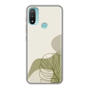 Силконовий чохол з принтом в квітах на Motorola MOTO E40 (Зелена монстера дизайн)
