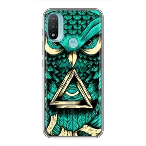 Чехол с птицами на Motorola MOTO E40 (VPrint) (Сова с глазом)