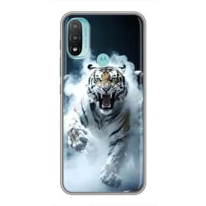 Чохол з картинкою 'Хижаки' для Motorola MOTO E40 (Білий тигр у диму)