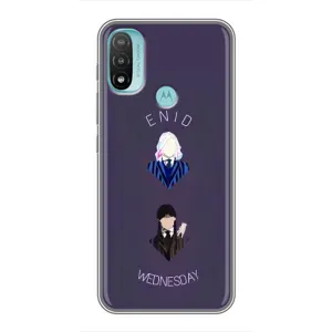 Чехлы Венсдей на Motorola MOTO E40 Уэнсдей (AlphaPrint) (Уэнздей и подруга)