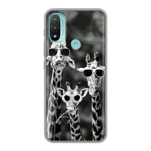 Силиконовый чехол с КАРТИНКАМИ лето для Motorola MOTO E40 (AlphaPrint) (Жирафы в очках)