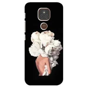 Чехлы (ART) Цветы на Motorola MOTO E7 Plus (VPrint) (Белые цветы)