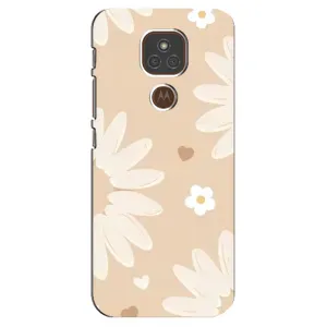 Чохол з принтом «Бежеві квіти» для Motorola MOTO E7 Plus