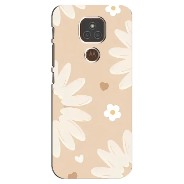 Чохол з принтом «Бежеві квіти» для Motorola MOTO E7 Plus