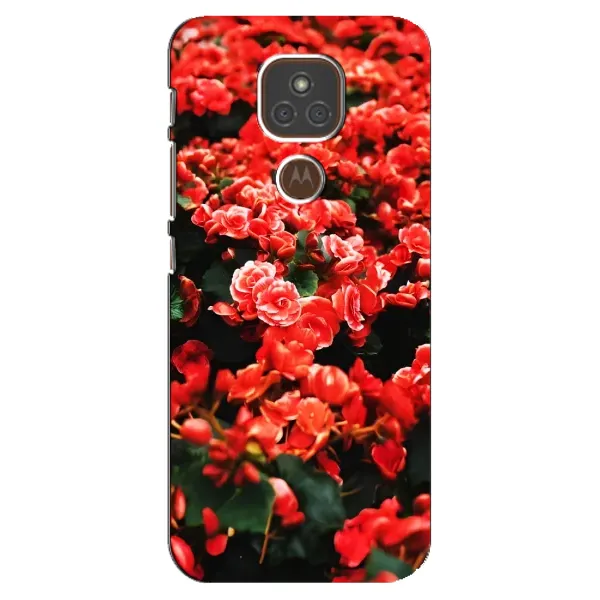 Чехол с принтом «Цветы красные» для Motorola MOTO E7 Plus