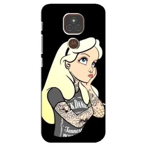 Чехол с печатью для Motorola MOTO E7 Plus - (Мода) (AlphaPrint) (Девочка в тату)