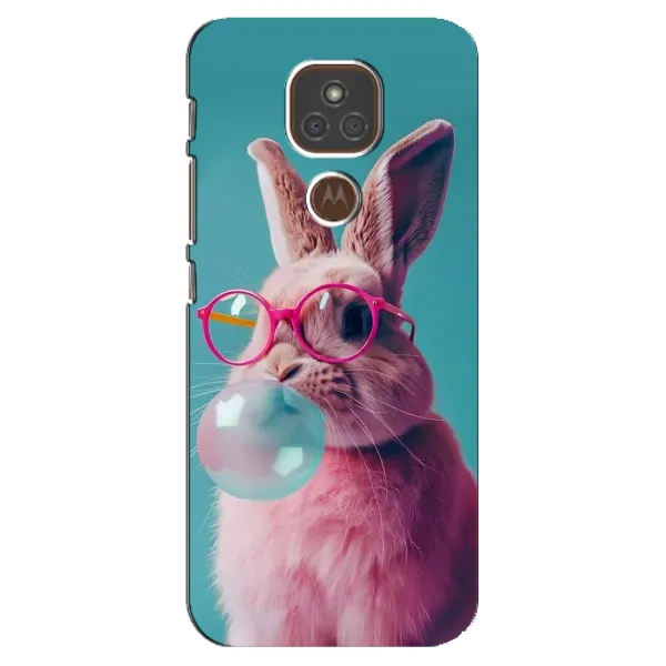 Чехол с принтом «Кролик в очках» для Motorola MOTO E7 Plus