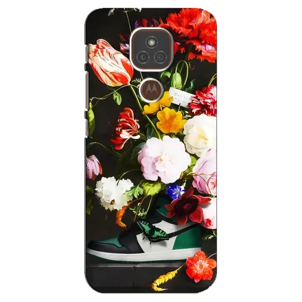 Чехол с принтом «Nike цветы» для Motorola MOTO E7 Plus