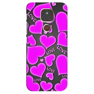Чехлы для любимой на Мото Е7 Плюс (VPrint) (Pink hearts)