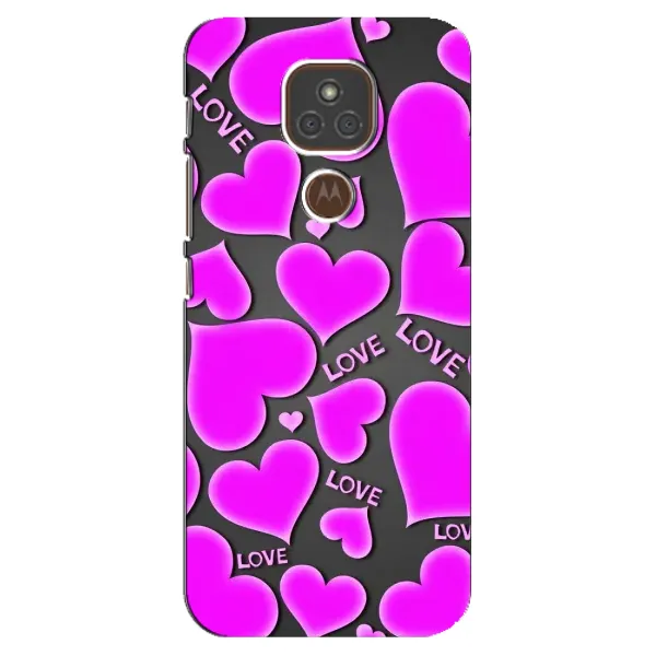 Чехол с принтом «Pink hearts» для Motorola MOTO E7 Plus