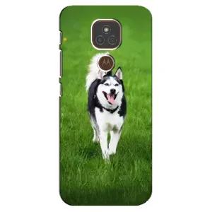 Чехол с Хаски для Motorola Moto E7 Plus - (AlphaPrint) (Радостный Хаски)