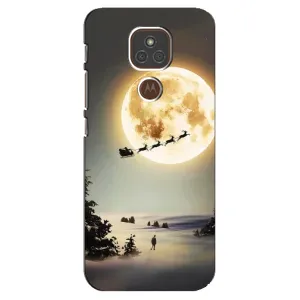 Новорічні, Святкові Чохли для Motorola MOTO E7 Plus - 2024 год (Санта на місяці)