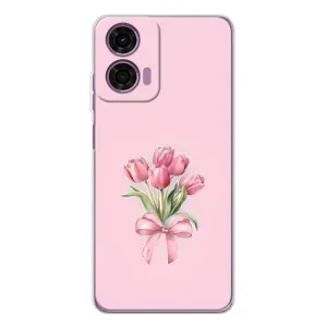 Чехол с розовым рисунком для Motorola MOTO G04 (Букет цветов)